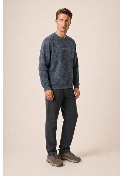 Redline Allon Desenli Kışlık Yeni Sezon Erkek Regular Fit Sweatshirt Beyaz Füme