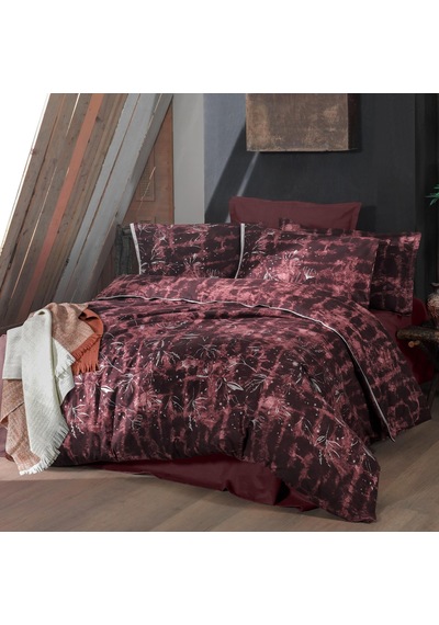 Doryana King Size Battal Boy %100 Pamuk Flanel Pazen Nevresim Takımı Bordo Kahverengi