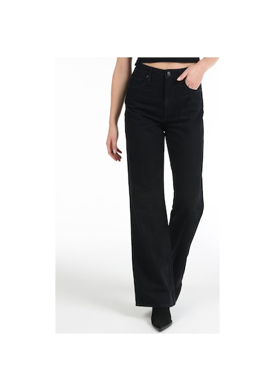 Colin's Colins 970 Berry Normal Kesim Geniş Paça Yüksek Bel Kadın Siyah Jean Pantolon 001