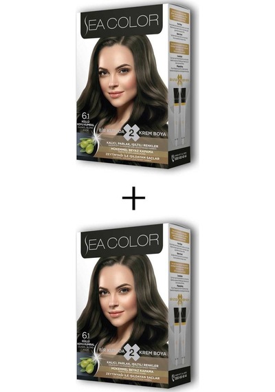 2X2 Tüp Krem Saç Boyası Seti Küllü Koyu Kumral No:6.1