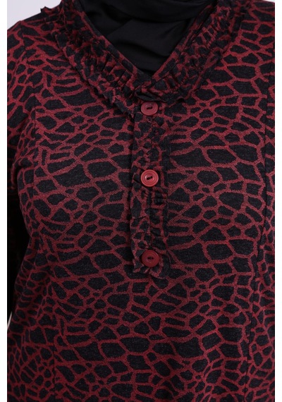 Kadin Gunluk Elbise Tesettur Leopar Desenli Buyuk Beden Elbise 001