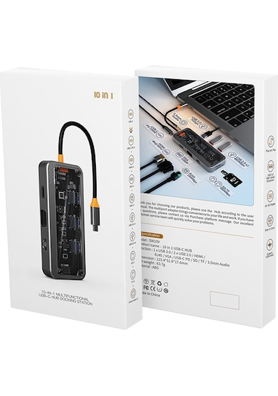 Ally Type-c To Usb3.0 3+3.5mm+hdmı+vga+sd/tf+ Ethernet Çoğaltıcı