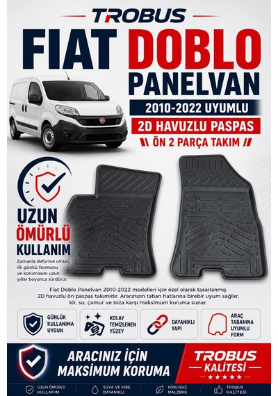 Trobus Fiat Doblo Panelvan 2010-2022 2d Havuzlu Paspas 2 Parça