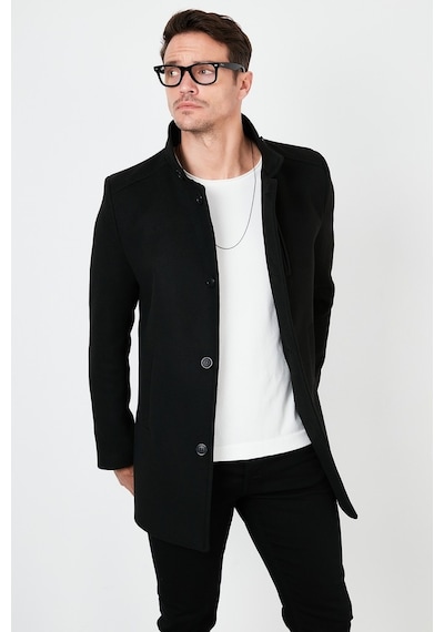 Buratti Slim Fit Düğmeli Dik Yaka Kaşe Erkek Kaban 5840099 Siyah Buratti Slim Fit Düğmeli Dik Yaka Kaşe Erkek Kaban 5840099 Siyah