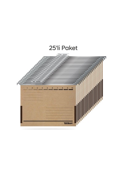 Tunakart Asd2005 Metal Askılı Yan Bezli Körüklü Dosya 25 Li Paket
