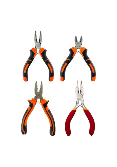 Premium Mini 4'lü Karga Burun Yan Keski Kıvırma Pense Seti Hobi Bijuteri Takı Yapım El Aleti Çelik