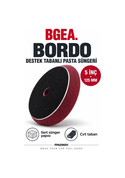 Bgea 5 İnç 125 Mm Bordo Destek Tabanlı Pasta Süngeri