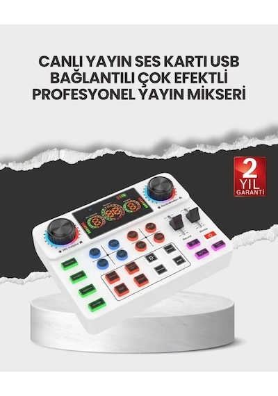 Hubrendy Tekno Çok Efektli Canlı Yayın Ses Mikseri Usb Ve Kablosuz Uyumlu