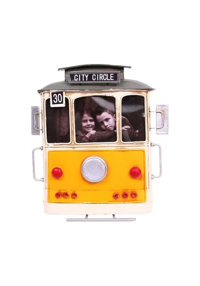 Kenpazar Dekoratif Metal Çerçeve Tramvay Temalı Vintage Hediyelik