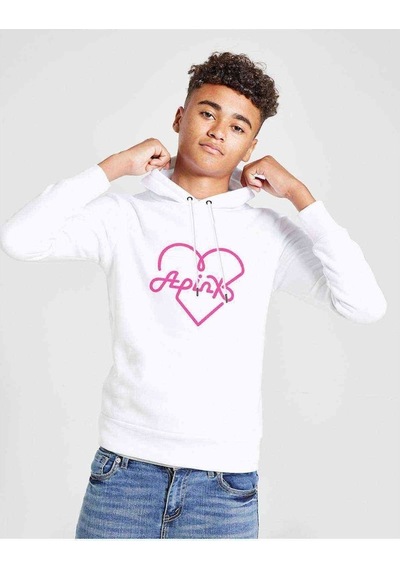 Tshirthane Apinx Logosu K Pop Korece Music Baskılı Unisex Çocuk Kapüşonlu B Beyaz