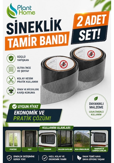 Sineklik Tamir Bandı 2 Adet Set 2 Metre X 48 Mm Yapışkanlı Sineklik Yama Ve Onarım Bandı