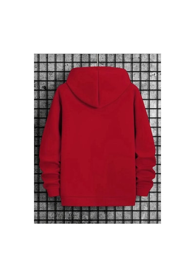 Medinenur Paris Dikey Kapüşonlu Cepli Sweatshirt Kırmızı