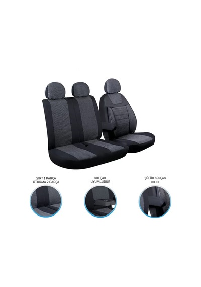 Fiat Ducato 2+1 Ön Koltuk Kılıf Seti Füme