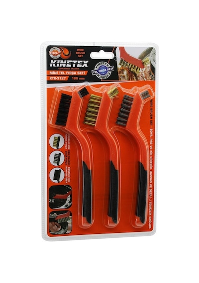 Kinetex Ktx-3127 Mini Tel Fırça Seti 3 Parça 180mm- 12'li Paket