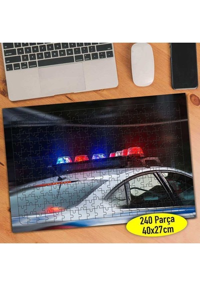 Sirenleri Açık Polis Arabası 240 Parça Puzzle Yapboz-95529504