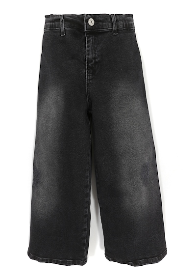Dobakids Bol Paça Wide Leg Kısa Paça Kız Çocuk Jean Kot Pantolon 2006 Siyah
