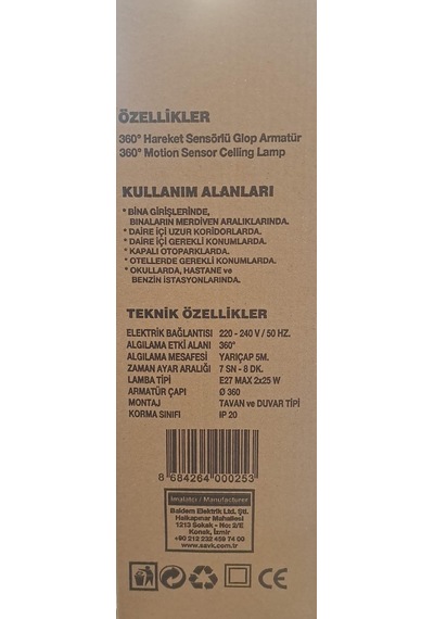 Şavk Camlı Tavan Sensörü 2xe27