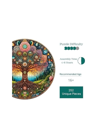 Ahşap Puzzle Yetişkin - Kozmik Yaşam Ağacı - 252 Parça, 29 X 29 Cm - Yapıştırıcı Folyo Dahil - Benzersiz Şekilli Parçalar & Özel Figürler - A1-08