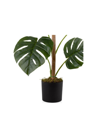 Siyah Saksıda 11 Dal Yapay Monstera Ağacı 105 Cm