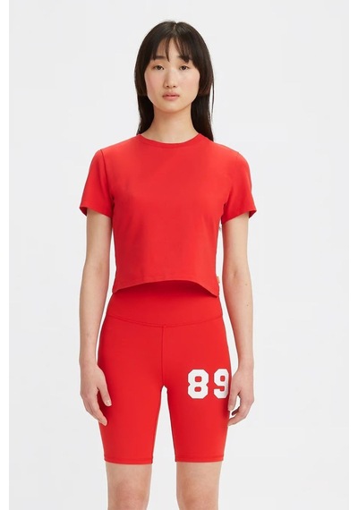 Levi's Kadın Bisiklet Yaka Pamuklu Dar Kesim Basic Crop Kırmızı T-shirt - A3718 001