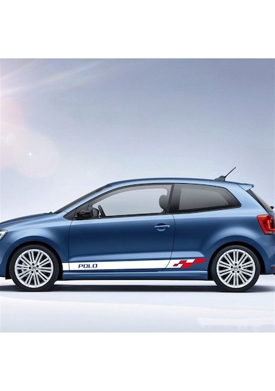 Volkswagen Polo Yan Kapı Beyaz Kırmızı Sticker Etiket Modeli