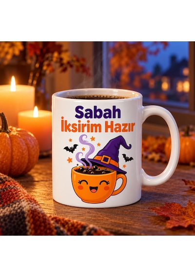 Buradabulabilirsin Sabah İksirim Hazır Tasarımlı Porselen Kupa - Model 374 Bbz Çok Renkli
