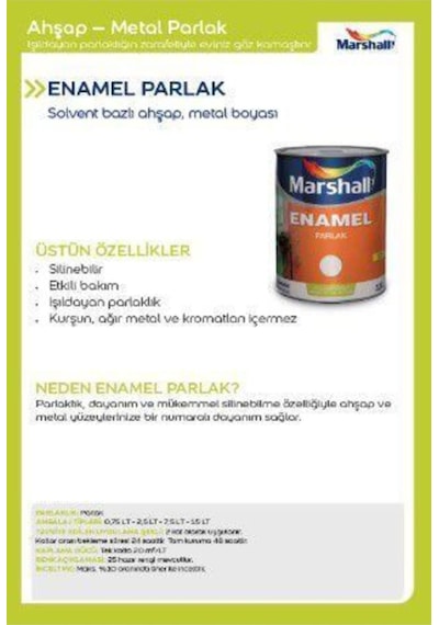 Marshall Enamel Parlak Sentetik Yağlı Boya Açık Kahve 0.75 L