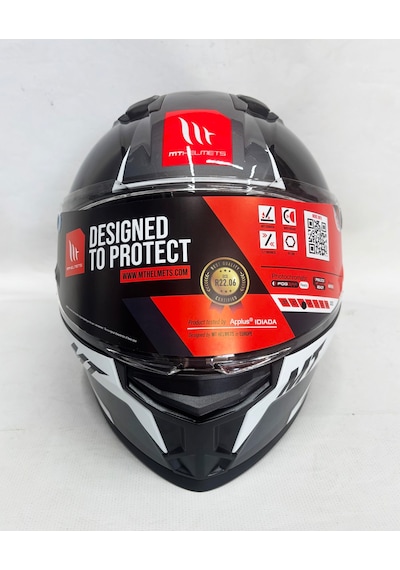 Mt Stinger 2 Tron B12 Şefaf Vizörlü V-28B Kask Siyah Parlak Renk