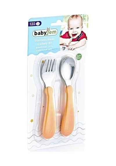 Babyjem Paslanmaz Çelik Çatal Kaşık Seti Somon Genel