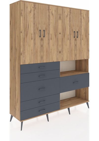 Hyperion Gardrop 7 Raflı 6 Çekmeceli 4 Kapaklı 176x44x221 Çam-çam/antrasit Çam/antrasit Hyperion Gardrop 7 Raflı 6 Çekmeceli 4 Kapaklı 176x44x221 Çam-çam/antrasit Çam/antrasit