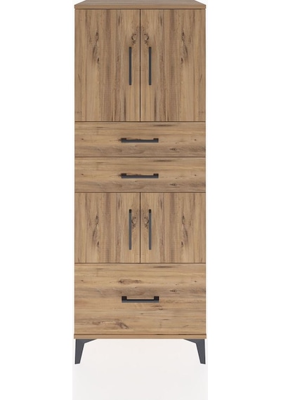 Hyperion Dolap 3 Raflı 3 Çekmeceli 4 Kapaklı 60x44x163 Çam-çam Çam