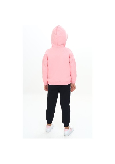Toontoy Kids Toontoy Kız Çocuk Kapüşonlu Fermuarlı Baskılı Eşofman Takım Pembe