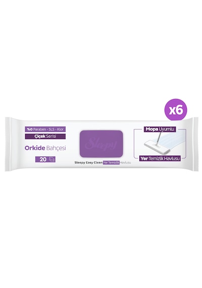 Sleepy Easy Clean Orkide Bahçesi Mopa Uyumlu Yer Temizlik Havlusu&Mendili 6x20 (120 Yaprak)