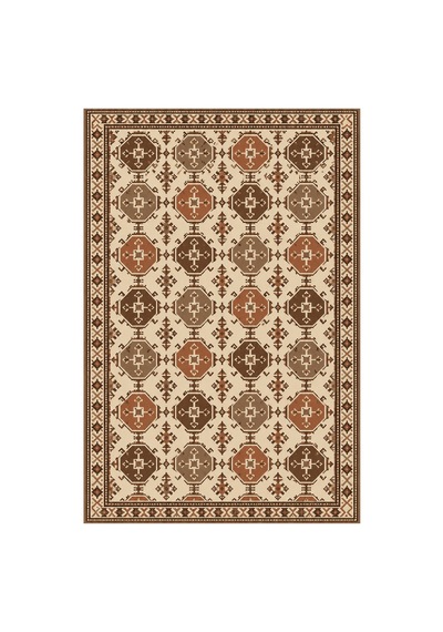 Kartela Halı Afgan Türkmen Desenli Otantik Halı Bej Kaymaz Taban Makinede Yıkanabilir 200x300 Cm