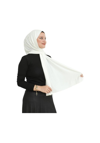 Modish Group Şal Tesettür Başörtüsü Premium Kumaş Eşarp Uzun Islami Giyim Viskon - Krem Krem