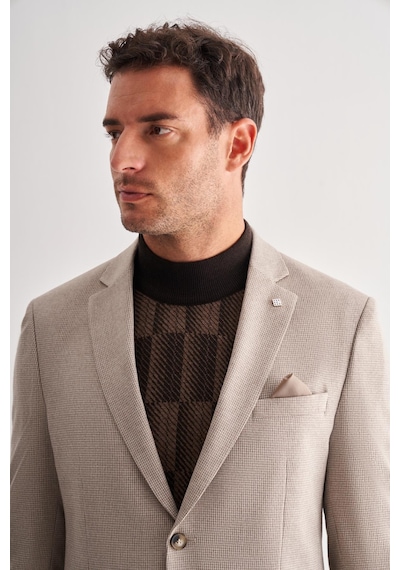 İmza Bej Mono Yaka Desenli Örme Astarlı Çift Yırtmaç Esnek 4 Drop Comfort Fit Classic Ceket 1002255112 Bej İmza Bej Mono Yaka Desenli Örme Astarlı Çift Yırtmaç Esnek 4 Drop Comfort Fit Classic Ceket 1002255112 Bej