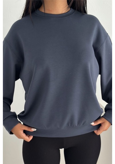 Femelle Füme Modal Kumaş Basic Sweatshirt