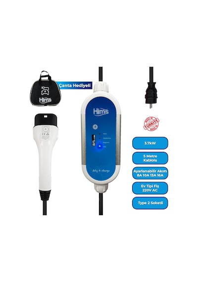 Hims HCTK-G-3 3.7kW Ev Tipi Taşınabilir Elektrikli Araç Şarj Cihazı