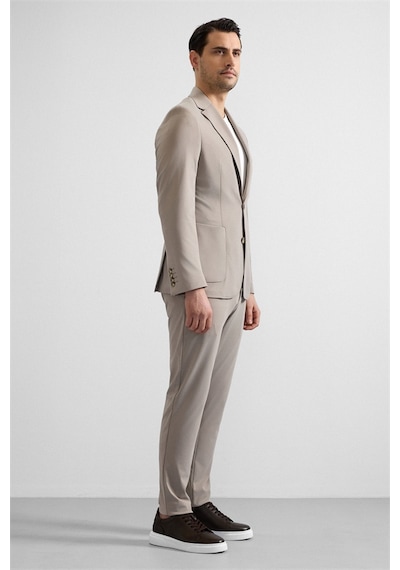 Süvari Sütlü Kahve Slim Mono Yaka Düz Torba Cep 6 Drop Takım Elbise Tk1006900381-kh1 Sütlü Kahverengi