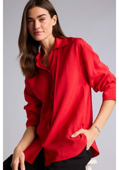 Defacto Relax Fit Gömlek Yaka Uzun Kollu Gömlek G9138ax26sprd256 Kırmızı-rd256