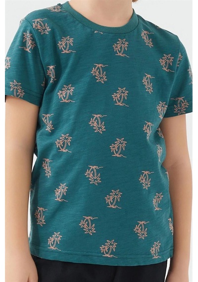 Armetti Erkek Çocuk Palmiye Ağaçlı Pijama Takım-12638 Yeşil
