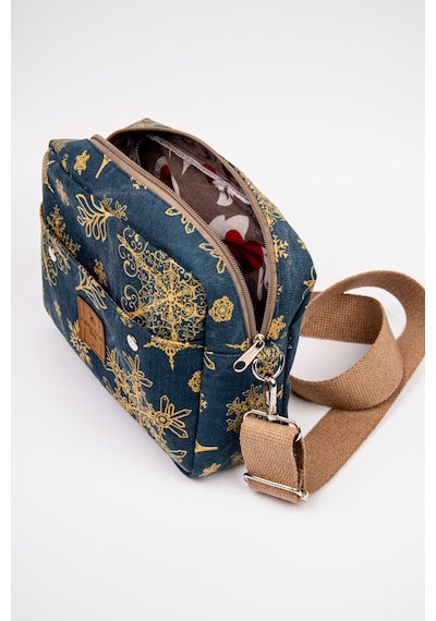 Fabric Craft Bag Omuz Çantası Kadın Taş Yıkamalı Duck Kumaş Çapraz Askılı Günlük Çanta Lacivert - Sarı