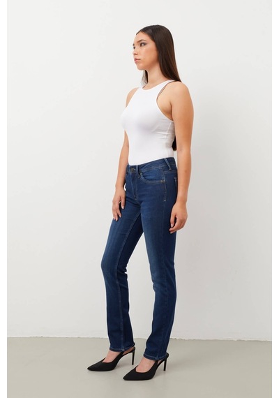 Kadın Likralı Straight Fit Jean Pantolon 001