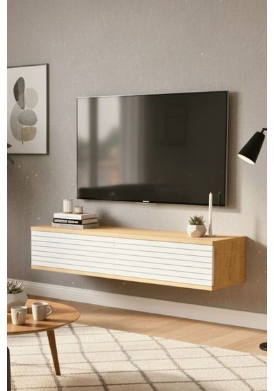 Tda1214db - Zeynep120 Duvara Montaj Tv Stand, Tv Rafı, Tv Sehpası Safirmeşe - Beyaz 120cm Tda1214db - Zeynep120 Duvara Montaj Tv Stand, Tv Rafı, Tv Sehpası Safirmeşe - Beyaz 120cm
