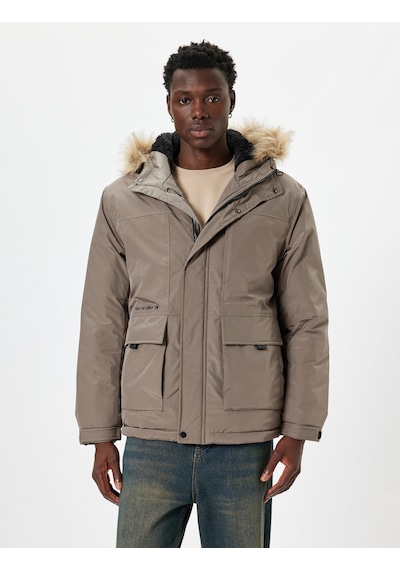 Koton Anorak Ceket Slim Fit Fermuarlı Kahverengi 5wam20059hw Kahverengi