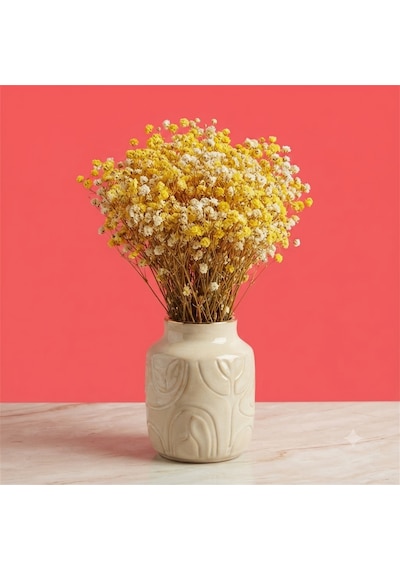 Şoklanmış Kurutulmuş Cipso Çiçeği 1 Demet 50-60gr - 35-45cm Sarı