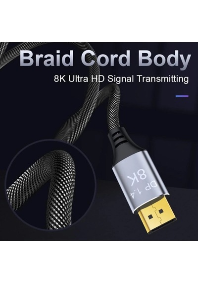 Miaxtreme 8k Displayport Dp Kablo Örgülü 1.5 Metre 1.4 Versiyon Dp Kablo Gaming Sinema Yüksek Kalite Dp Kablo
