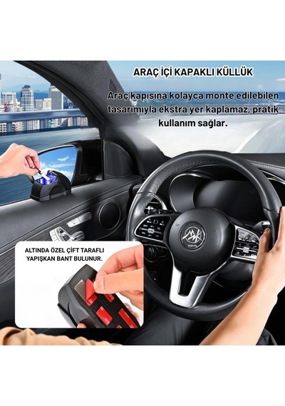 Coofbe Yeni Nesil Kapaklı Araç Cam Kenarı Oto Küllük Araba Küllüğü Koku Önleyici Araç Kül Tablası