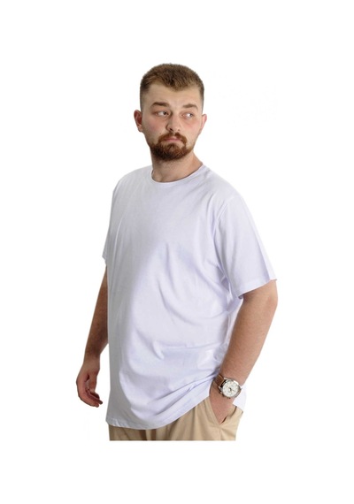 Mode Xl Büyük Beden Erkek T-Shirt Bis Yaka Fragmented 23133 Beyaz 001