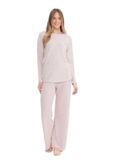 U.S. Polo Assn. U.s Polo Assn. 17083 Kadın Yumoş Kumaş Uzun Kollu Yuvarlak Yaka Pijama Takımı-pembemelanj Pembe Melanj